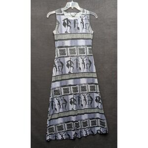Vintage Double Fault African Print Tank Maxi Dress Tribal Lilac 90s Y2K Size M